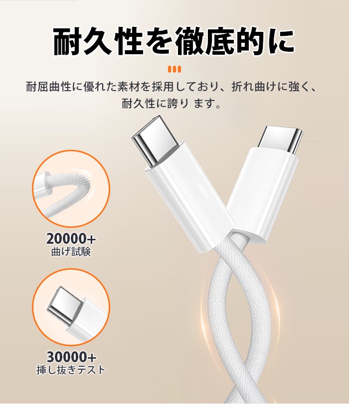 USB-C ケーブル Type-C ケーブル C to C 0.25/0.5/1/2m PD対応 E-Marker 急速充電 iPhone17/16/15 Android MacBook 10