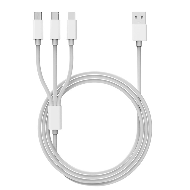 【3in1】充電ケーブル 3A 急速充電 データ転送 1.2m 充電ケーブル Lightning Type-C / iPhone / Android 同時給電可 急速充電器 USB iPhoneケーブル 高耐久 15