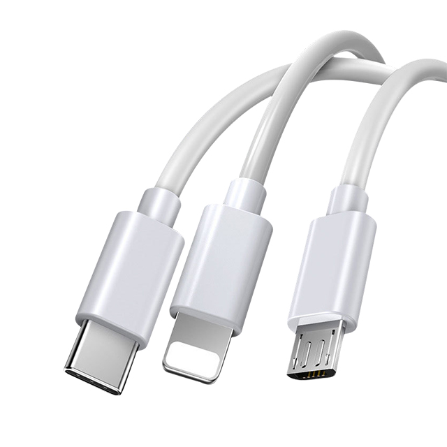 【3in1】充電ケーブル 3A 急速充電 データ転送 1.2m 充電ケーブル Lightning Type-C / iPhone / Android 同時給電可 急速充電器 USB iPhoneケーブル 高耐久 16