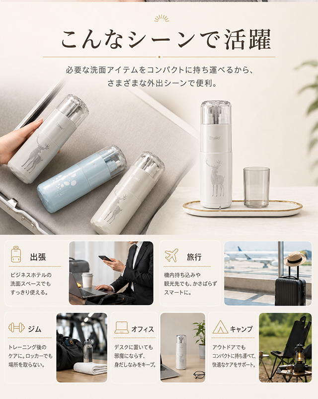 【限定 400円OFFクーポン】トラベルボトル 洗面セットコップ付き 5 点セット トラベル 出張用 コンパクト トラベルポーチ 旅行用 トラベルセット コップ一体型 11