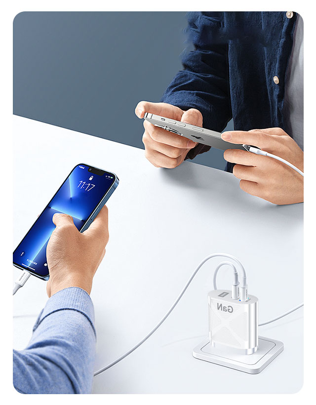 65W GaN 急速充電器 USB-C PD対応 ACアダプター 2ポート同時充電 PSE認証 QC3.0対応 コンパクト ケーブル付き 18