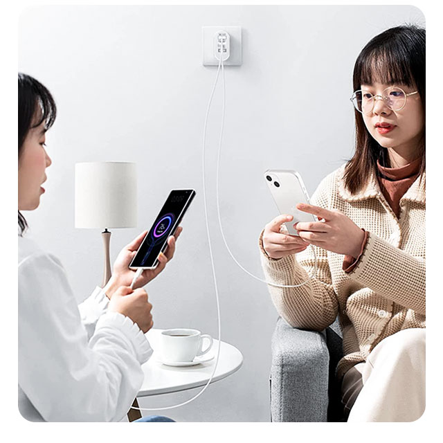 65W GaN 急速充電器 USB-C PD対応 ACアダプター 2ポート同時充電 PSE認証 QC3.0対応 コンパクト ケーブル付き 19