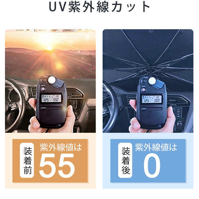 サンシェード 車 遮光 断熱 車用サンシェード 折りたたみ 傘型 車用パラソル フロントガラス フロントサンシェード 車載用品 収納便利 紫外線対策 8