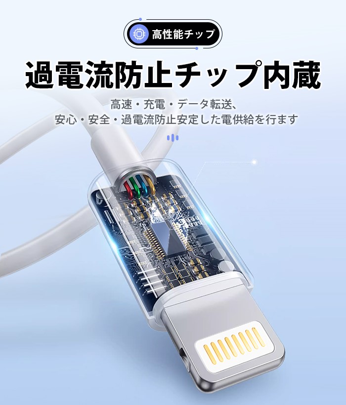 充電 ケーブル USB ケーブル iPhone ケーブル 0.25m/0.5m/1m/2m 高品質 AppleMFI認証品 充電器 断線強い 丈夫 iPhone/iPad対応 2.4A 急速充電 7