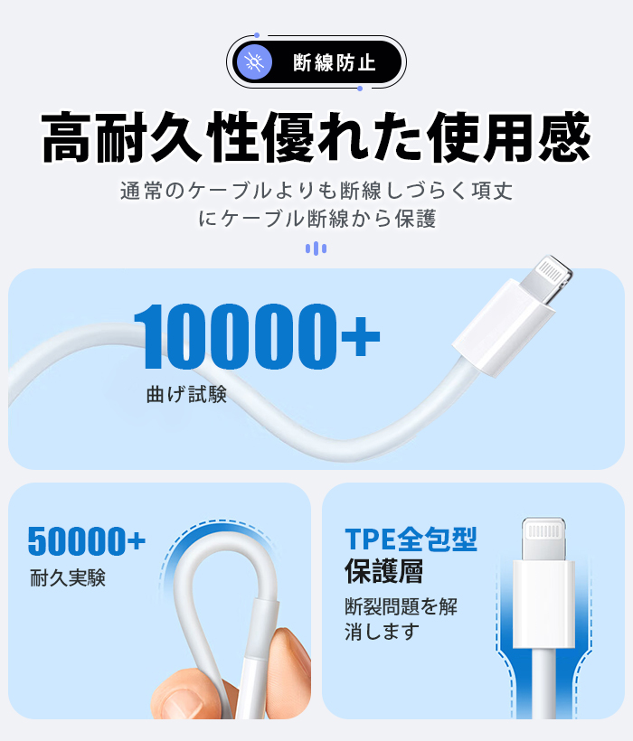 充電 ケーブル USB ケーブル iPhone ケーブル 0.25m/0.5m/1m/2m 高品質 AppleMFI認証品 充電器 断線強い 丈夫 iPhone/iPad対応 2.4A 急速充電 11
