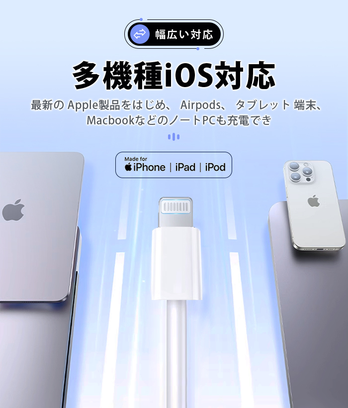 充電 ケーブル USB ケーブル iPhone ケーブル 0.25m/0.5m/1m/2m 高品質 AppleMFI認証品 充電器 断線強い 丈夫 iPhone/iPad対応 2.4A 急速充電 14