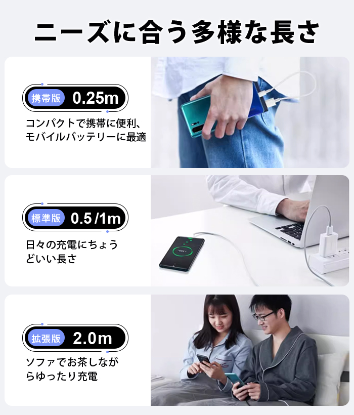 充電 ケーブル USB ケーブル iPhone ケーブル 0.25m/0.5m/1m/2m 高品質 AppleMFI認証品 充電器 断線強い 丈夫 iPhone/iPad対応 2.4A 急速充電 16