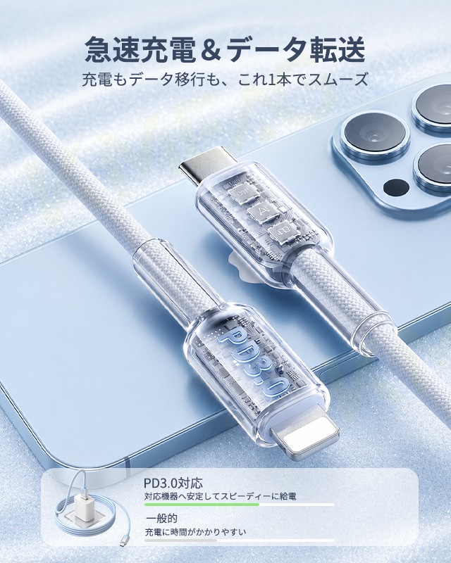 充電ケーブル iPhone 17 air 16e Type-C タイプ C ライトニング Lightning 急速 高速 USB-A USB-C データ 転送 Android iPad スマホ PC 1M 2M 5