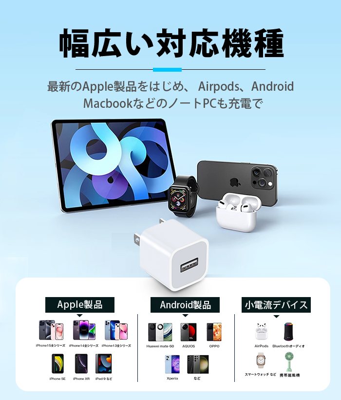USB/AC アダプタ iPhone 純正品質 アダプター  高品質ACコンセント USB充電器 スマホ充電器 コンセント 5W 充電アダプター 11