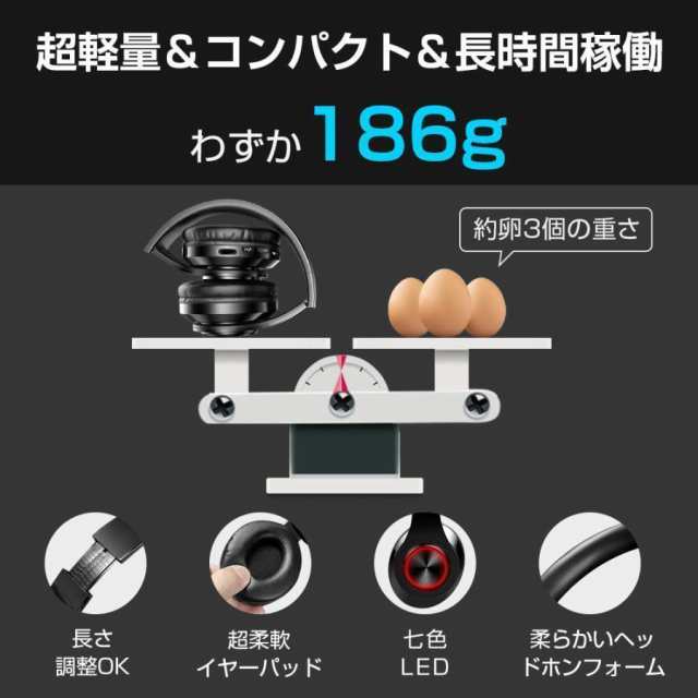 ワイヤレスヘッドホン ヘッドホン Bluetooth 5.2 無線 有線 SDカード対応 長時間再生 密閉型 マイク内蔵 折り畳み式 ハンズフリー通話 7