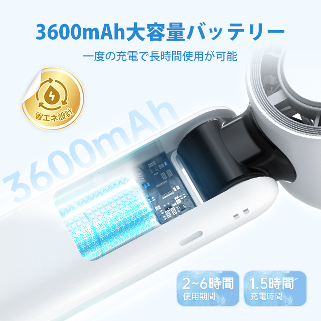 ハンディファン 携帯扇風機 扇風機 小型 -25℃ 冷却プレート 3600mAh LED残量表示 手持ち扇風機 90°折り畳み 100段階調整 静音設計 携帯用 手持ち＆卓上両用 5