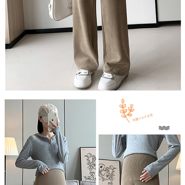 ワイドパンツ レディース マタニティ パンツ 秋冬 春 リブパンツ 大きいサイズ ゆったり マタニティパンツ 伸縮性 調節可能 妊婦 レディースパンツ 15