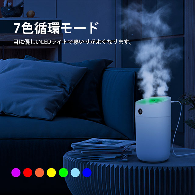 加湿器 超音波式 大容量 3L 卓上 空気加湿機 上部給水 USB給電 3段階調節 自動湿度調節 焚き防止 静音 節電 省エネ コンパクト 寝室 オフィス 13