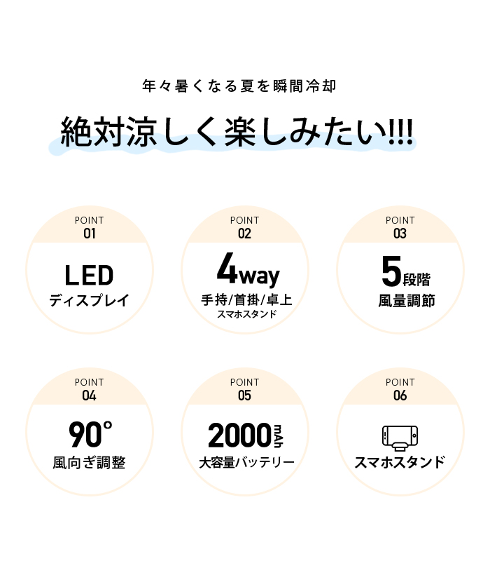 扇風機 ハンディファン 携帯扇風機 首掛け 手持ち 卓上 スタンド 静音 強風 冷却 ハンディ扇風機 折りたたみ 夏対策 3