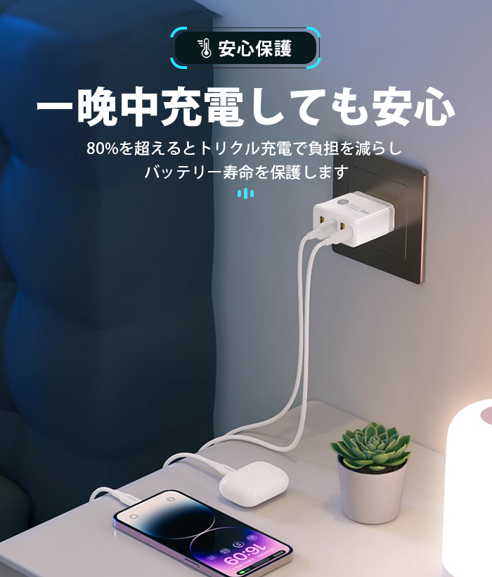 4in1 AC/USBアダプター 4ポート 36W急速充電器 usb電源アダプタ PD対応 PD20W充電器 iPhone15充電 QC3.0対応 iPhone Android スマホなど 9