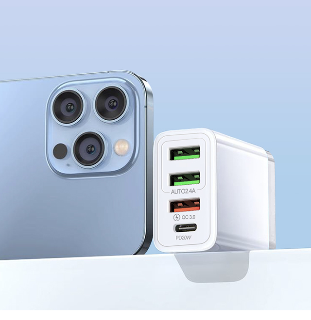 4in1 AC/USBアダプター 4ポート 36W急速充電器 usb電源アダプタ PD対応 PD20W充電器 iPhone15充電 QC3.0対応 iPhone Android スマホなど 17